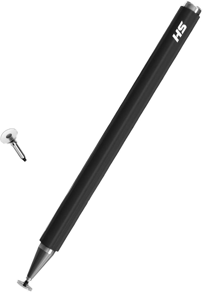 Caneta stylus capacitiva para telas touch (tablets, smartphones e notebooks) compatível com Apple, Samsung, Xiaomi, Motorola, etc (Preto e branco)