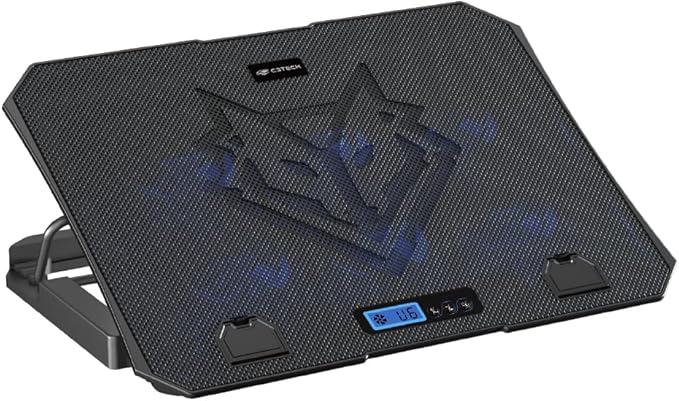 Base para Notebook Gamer NBC-70BK ate 15,6" Preto Com 5 opções de inclinação 6 ventiladores Painel digital para controle iluminação em LED