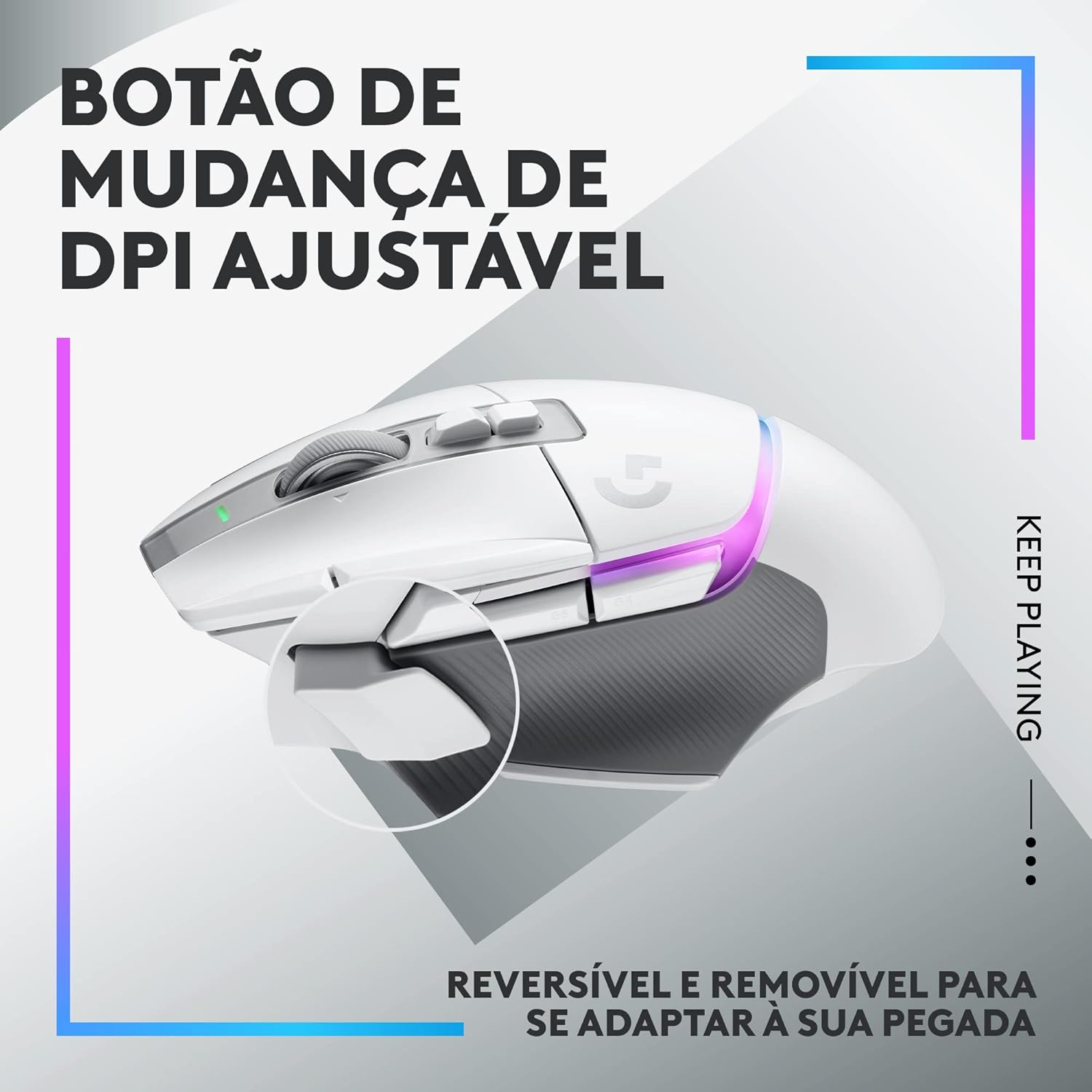 Mouse Gamer Sem Fio Logitech G502 X PLUS LIGHTSPEED com RGB LIGHTSYNC, Switches LIGHTFORCE, Sensor HERO 25K, 13 Botões Programáveis, Compatível com PC/ macOS/ Windows - Branco