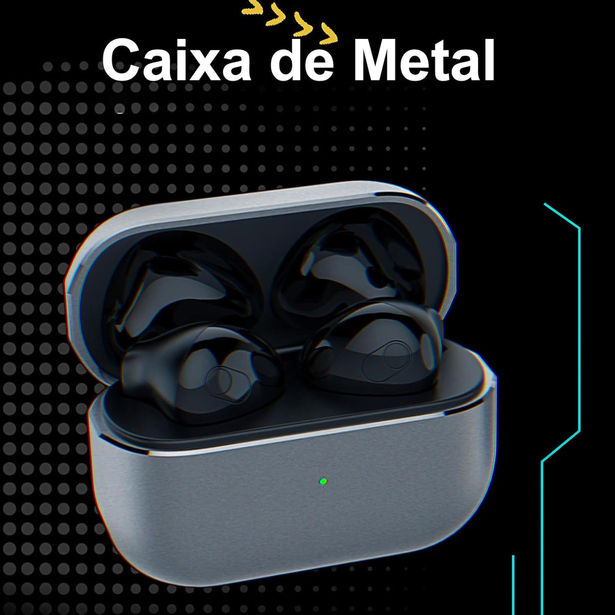 Fone De Ouvido Sem Fio Tws Fone Bluetooth 5.3 com Microfone Caixa de metal Liga De Zinco Tipo-C Cancelamento de Ruidos Rs-13