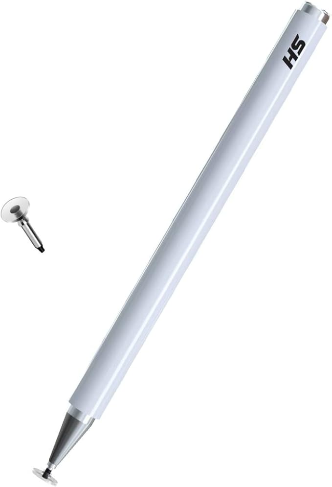 Caneta stylus capacitiva para telas touch (tablets, smartphones e notebooks) compatível com Apple, Samsung, Xiaomi, Motorola, etc (Preto e branco)