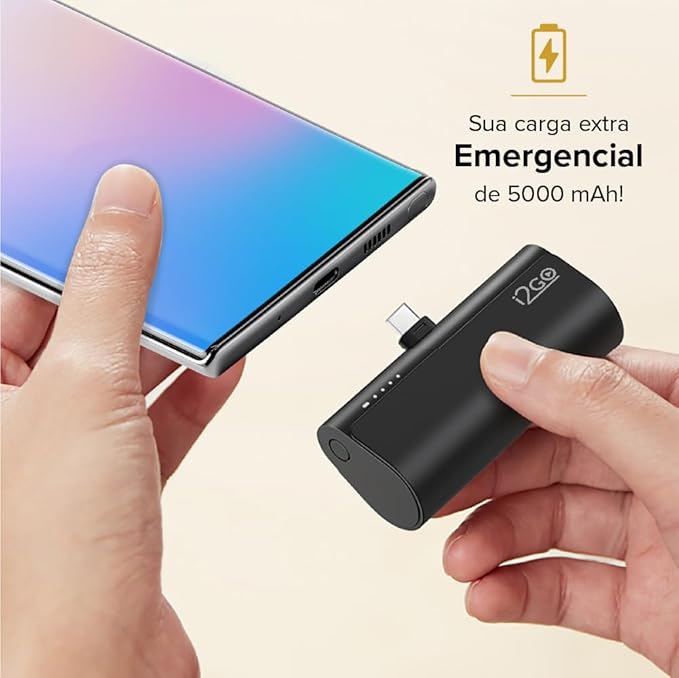 Carregador Portátil (Power Bank) i2GO Pocket 5000mAh - Modelo USB-C- Bivolt