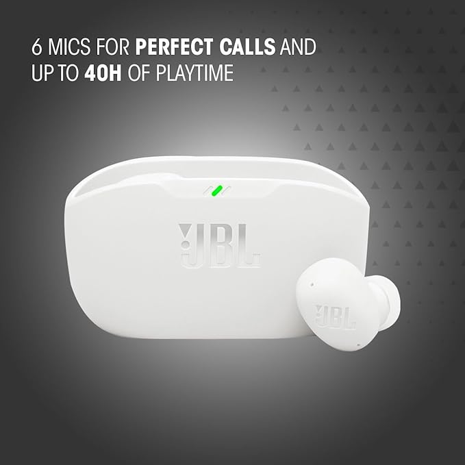 JBL, Fone de Ouvido Sem Fio, JBL, Bluetooth, Wave Buds 2, Intra Auricular, Sem Fio, Resistente À Água e Poeira - Branco