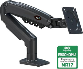 ELG, F80N, Suporte Ergonômico Articulado de Mesa com Pistão a Gás, Design Compacto e Retrátil para Monitores de 17'' a 35'', Suporta de 2kg a 9kg, Preto