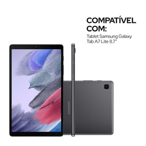 WB Capa com Teclado Para Tablet Samsung Galaxy Tab A7 Lite 8.7" Polegadas Couro Preto com duração de até 40 horas de bateria