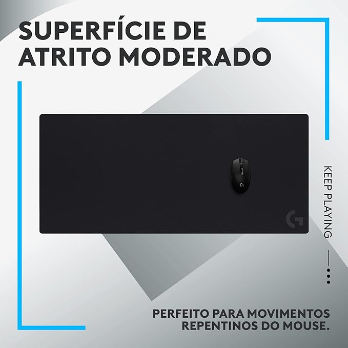 Mouse Pad Extra Grande de Tecido com Base Antiderrapante Logitech G840 Otimizado para Jogos e com Superfície de Atrito Moderado