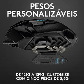 Mouse Gamer Logitech G502 HERO com RGB LIGHTSYNC, Ajustes de Peso, 11 Botões Programáveis e Sensor HERO 25K