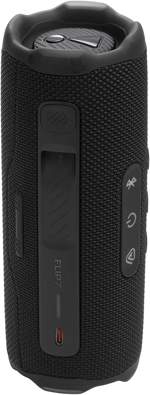 JBL Flip 7, altifalante Bluetooth portátil sem fios potente, bateria de 16h, resistente à água IP68, à prova de poeira e quedas, som Pro, AI Sound Boost, compatível com Auracast, preto