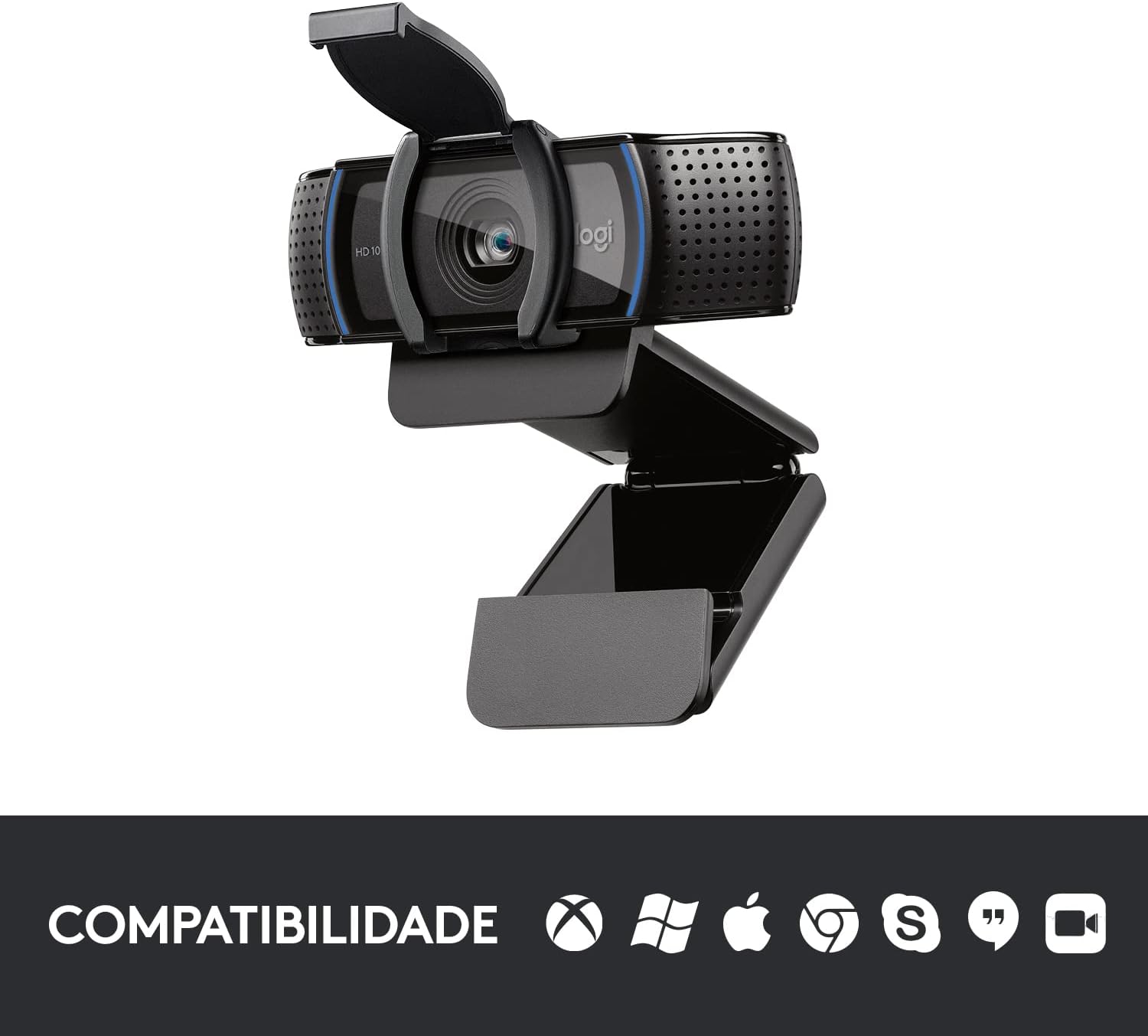 Webcam Full HD Logitech C920s com Microfone Embutido e Proteção de Privacidade para Chamadas e Gravações em Video Widescreen 1080p - Compatível com Logitech Capture