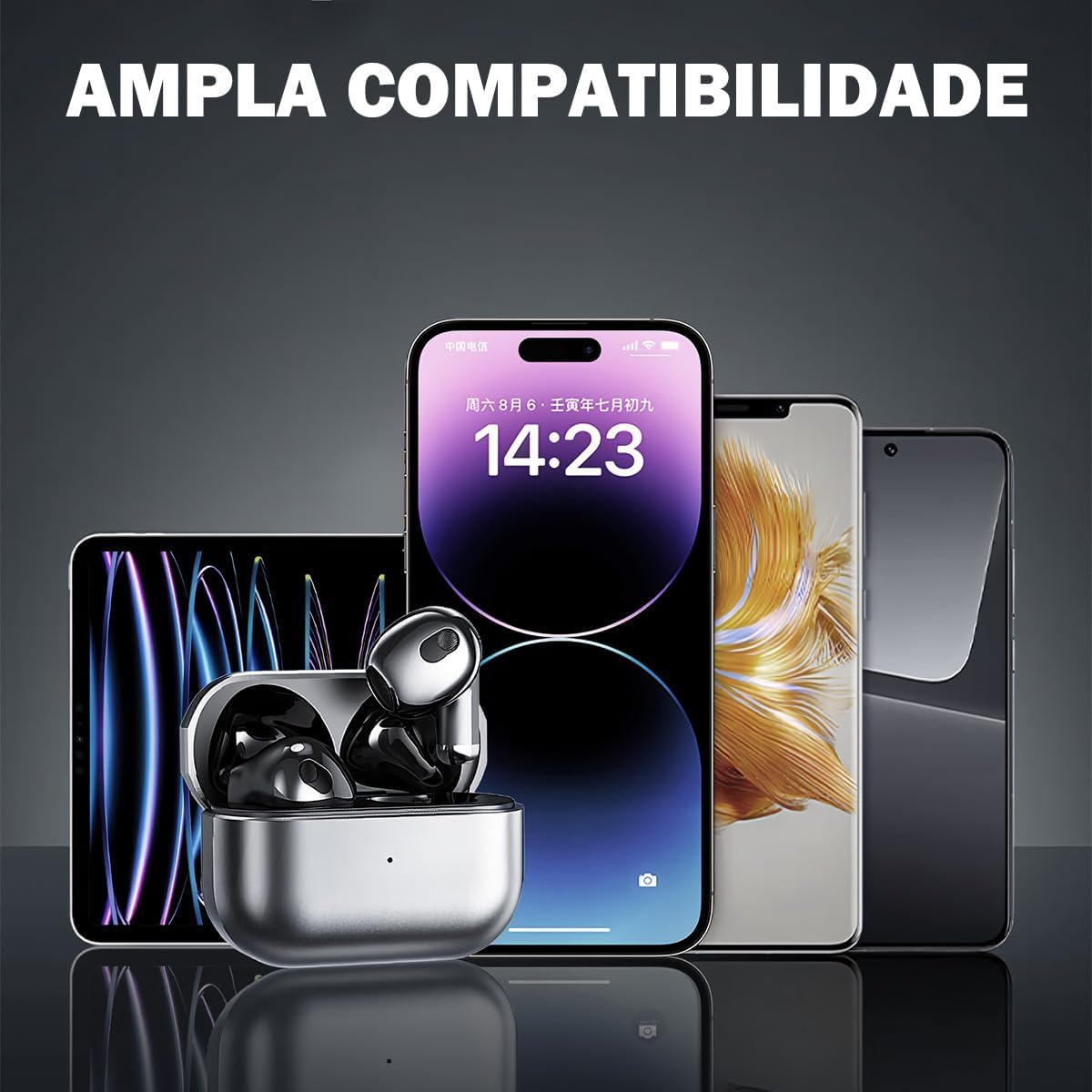 Fone De Ouvido Sem Fio Tws Fone Bluetooth 5.3 com Microfone Caixa de metal Liga De Zinco Tipo-C Cancelamento de Ruidos Rs-13