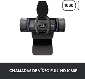Webcam Full HD Logitech C920s com Microfone Embutido e Proteção de Privacidade para Chamadas e Gravações em Video Widescreen 1080p - Compatível com Logitech Capture