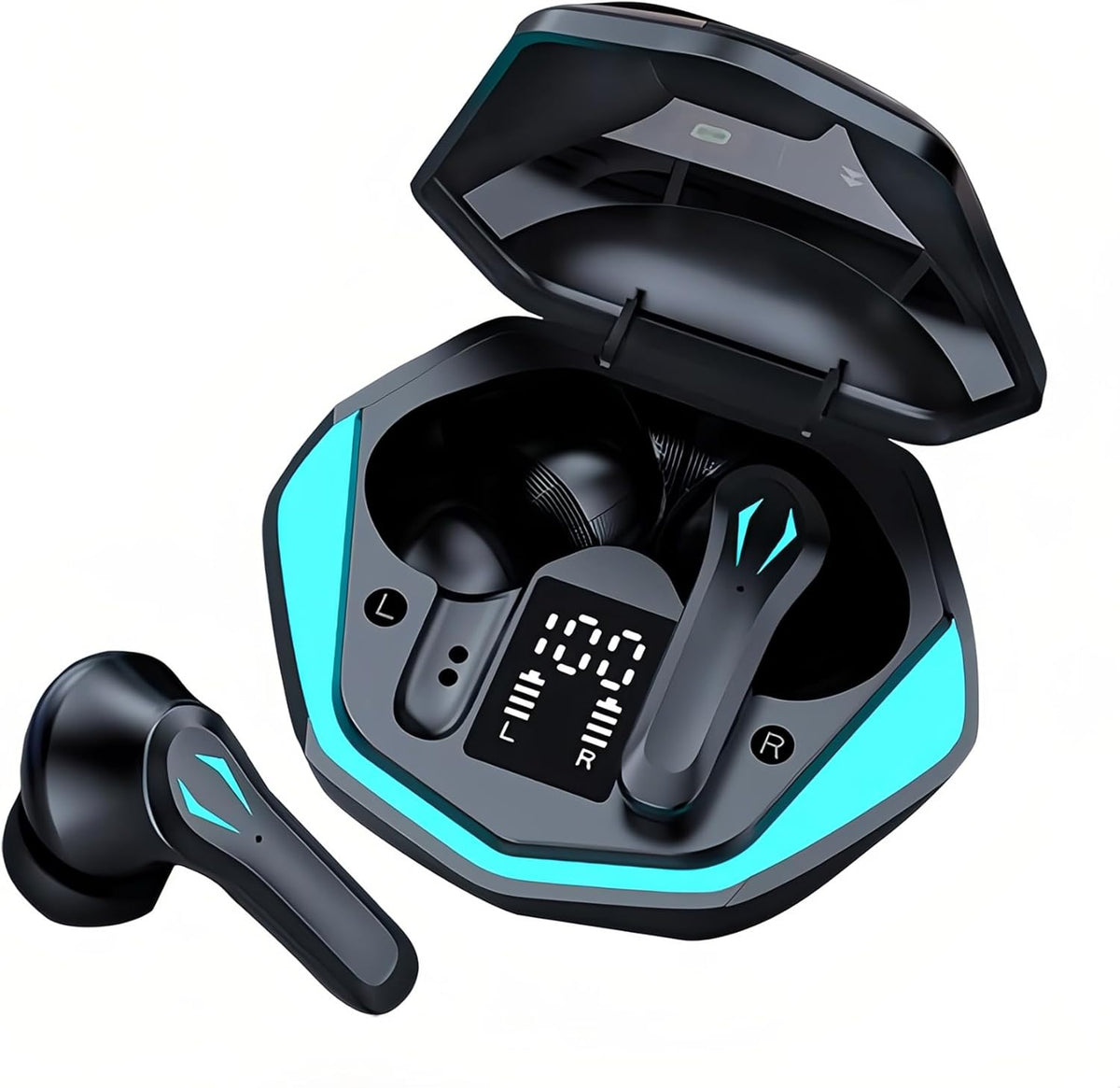 Fone de Ouvido Bluetooth Fone Sem Fio Gamer Fone Esportivo com Microfone Cancelamento de Ruido Ativo Tela LED RS-29