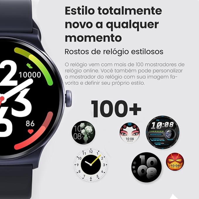 Smartwatch Solar Lite Bluetooth 5.3 Tela 1.38 pol. Bateria 10 dias Relógio Inteligente Classificação Ip68 Notificações Inteligentes Compatível Android e Ios - No Brasil