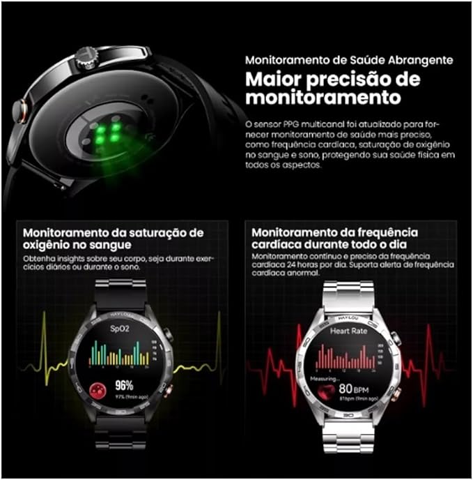 Smartwatch Haylou Solar 5, Tela Amoled 1,58 Ip68 À Prova D'água, Chamadas Bluetooth, Modelo 2025 - Prata Aço
