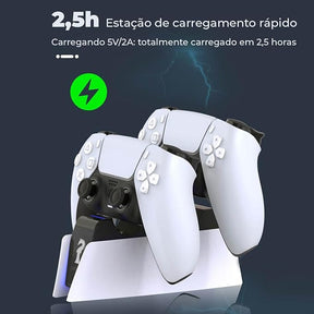 Carregador controlador PS5, Estação de Carregamento com Controle PS5, Base de Carregamento rápido Duplo, luz LED
