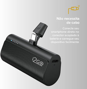 Carregador Portátil (Power Bank) i2GO Pocket 5000mAh - Modelo USB-C- Bivolt