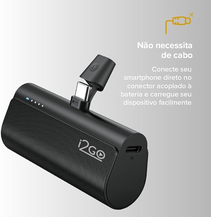 Carregador Portátil (Power Bank) i2GO Pocket 5000mAh - Modelo USB-C- Bivolt