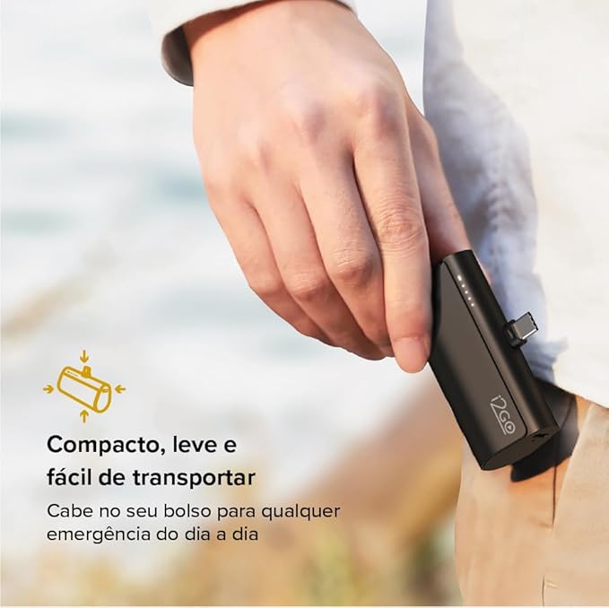 Carregador Portátil (Power Bank) i2GO Pocket 5000mAh - Modelo USB-C- Bivolt