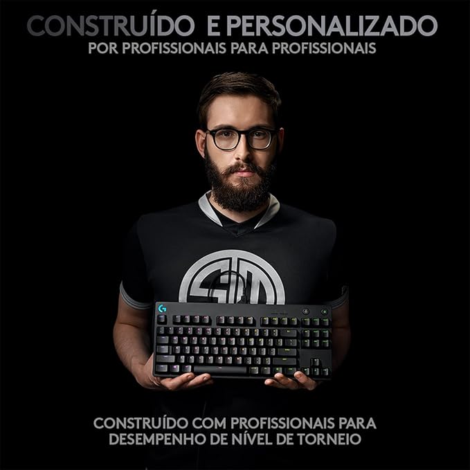Teclado Mecânico Gamer Logitech G PRO com Layout US, RGB LIGHTSYNC, Design TKL, Cabo Destacável e Switch Exclusivo GX Blue Clicky