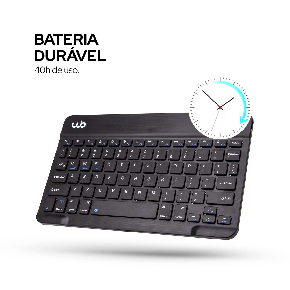 WB Capa com Teclado Para Tablet Samsung Galaxy Tab A7 Lite 8.7" Polegadas Couro Preto com duração de até 40 horas de bateria