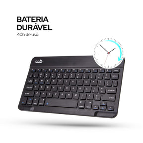 WB Capa com Teclado Para Tablet Samsung Galaxy Tab A7 Lite 8.7" Polegadas Couro Preto com duração de até 40 horas de bateria