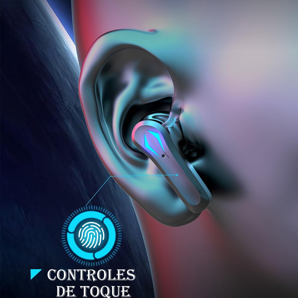 Fone de Ouvido Bluetooth Fone Sem Fio Gamer Fone Esportivo com Microfone Cancelamento de Ruido Ativo Tela LED RS-29