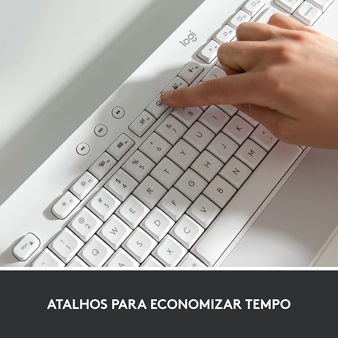 Teclado Sem Fio Logitech Signature K650 Com Apoio para as Mãos, Resistente a Derramamentos, Teclado Numérico, Conexão Bluetooth ou Receptor USB Logi Bolt e Layout US INTL- Branco
