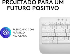 Teclado Sem Fio Logitech Signature K650 Com Apoio para as Mãos, Resistente a Derramamentos, Teclado Numérico, Conexão Bluetooth ou Receptor USB Logi Bolt e Layout US INTL- Branco