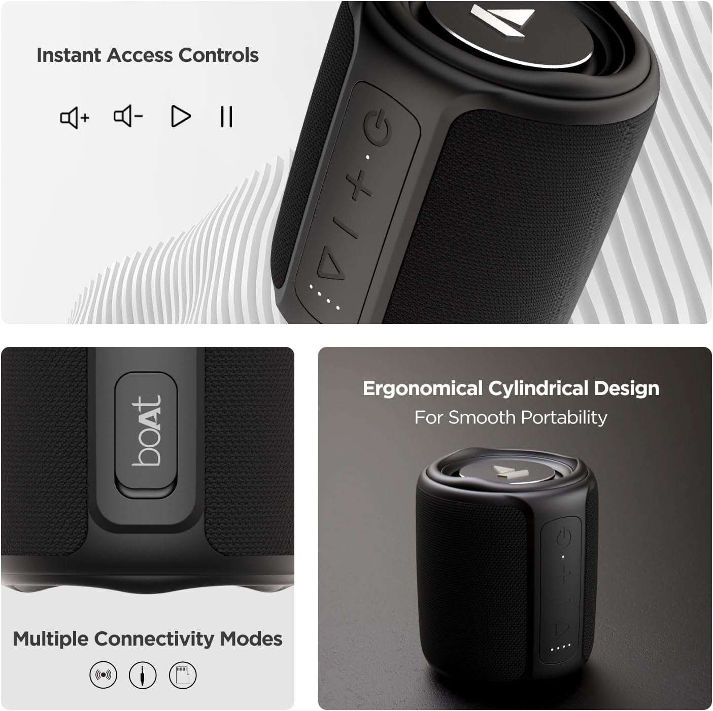 Caixa de Som Bluetooth Portátil 10W Stone 350 - boAt - PRETO