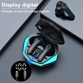 Fone de Ouvido Bluetooth Fone Sem Fio Gamer Fone Esportivo com Microfone Cancelamento de Ruido Ativo Tela LED RS-29
