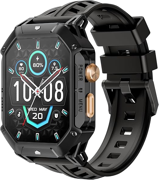 HAYLOU IRON N1 Relógio Inteligente Militar para Homens,Bateria com Duração de 100 Dias (850 mAh),Tela AMOLED HD de 2,01"，Bluetooth Telefone Chamada Smartwatch，5ATM à Prova d'água,Assistente de Voz,100+ Modo Esportivo