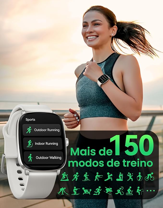 HAYLOU RS5 Smartwatch,2.01"AMOLED Display Bluetooth Telefone Chamada Relógio Inteligente para Homens e Mulheres,Duas Alças,Assistente de Voz,IP68(Branco)