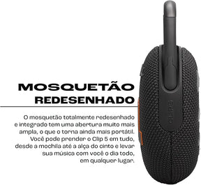 JBL, Caixa de Som, Clip 5, Bluetooth, Portátil, À Prova D'água e Poeira, Com Auracast - Preta