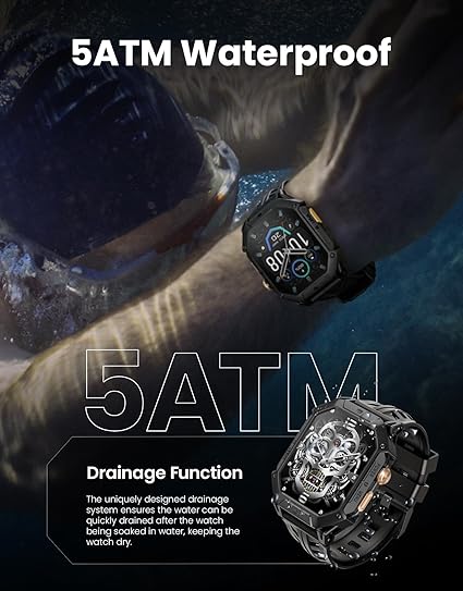 HAYLOU IRON N1 Relógio Inteligente Militar para Homens,Bateria com Duração de 100 Dias (850 mAh),Tela AMOLED HD de 2,01"，Bluetooth Telefone Chamada Smartwatch，5ATM à Prova d'água,Assistente de Voz,100+ Modo Esportivo