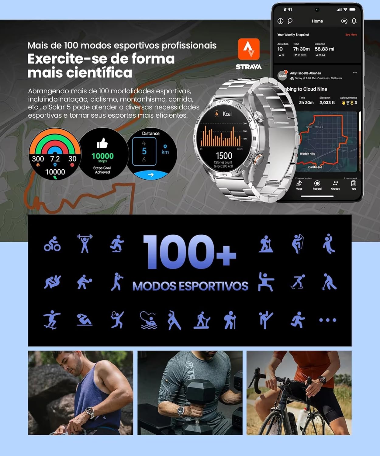 Smartwatch Haylou Solar 5, Tela Amoled 1,58 Ip68 À Prova D'água, Chamadas Bluetooth, Modelo 2025 - Prata