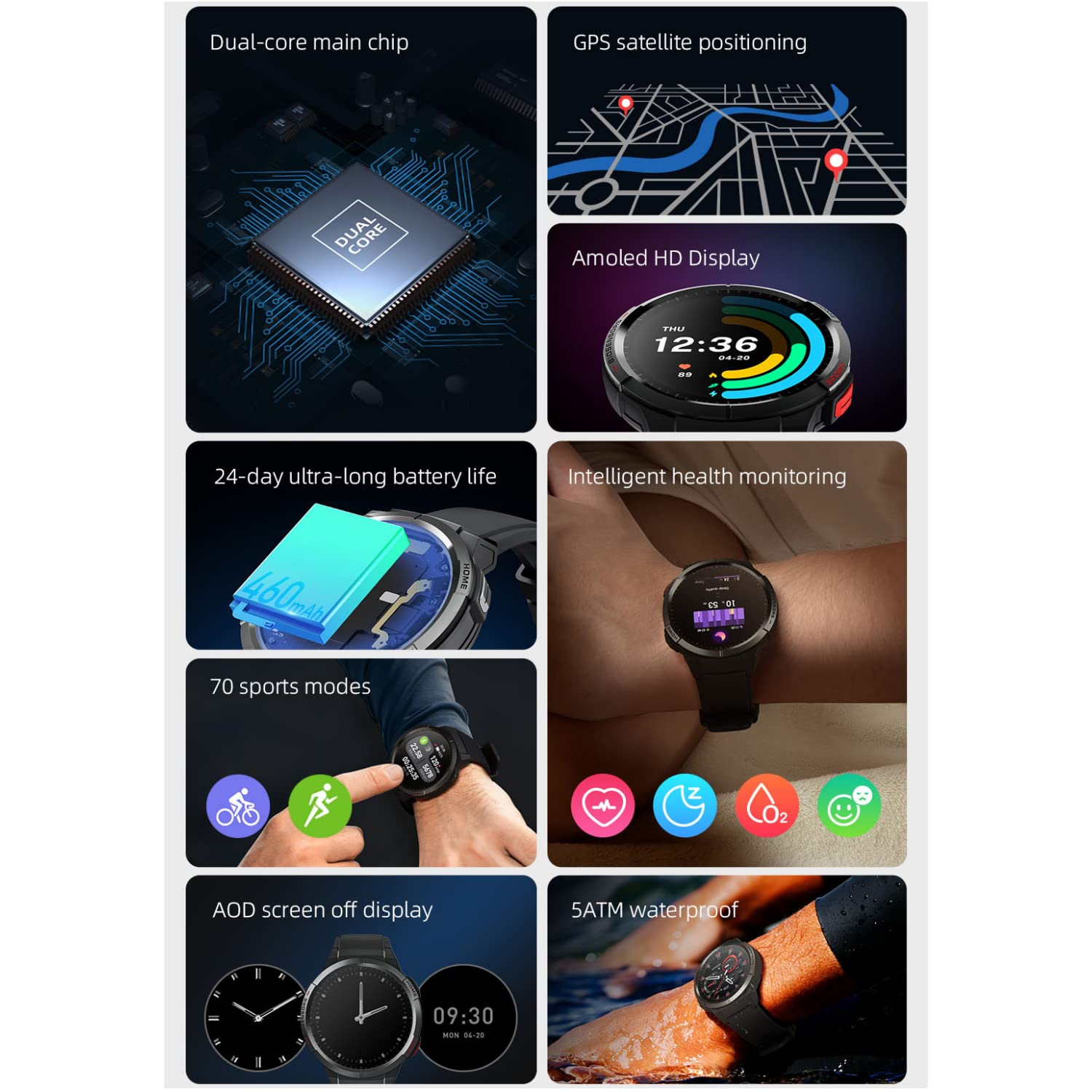 Mibro Relógio Smartwatch Mibro GS Bluetooth Tela 1.43 Preto
