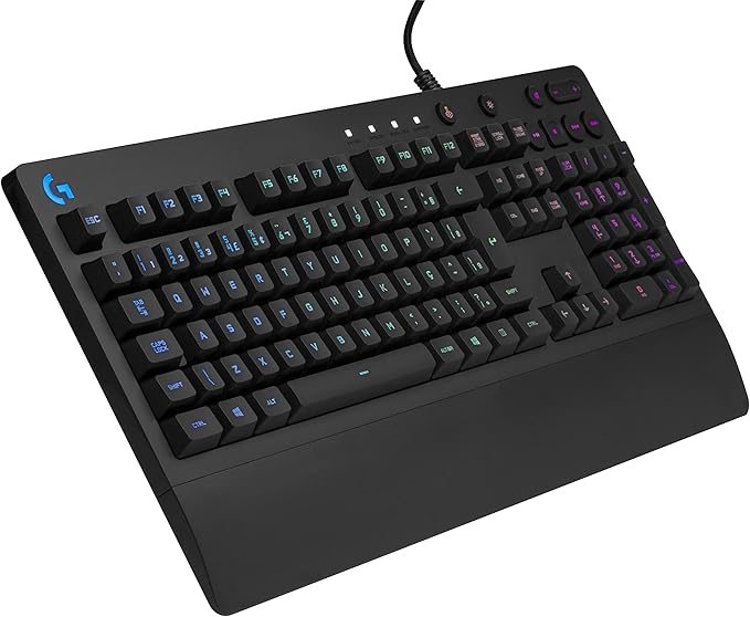 Teclado Gamer Logitech G213 com Layout ABNT2, RGB LIGHTSYNC, Controles de Mídia Dedicados, Design Durável e Resistente à Respingos