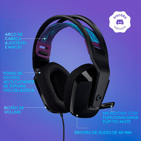 Headset Gamer Logitech G335 com Almofadas com Espuma de Memória, Design Leve e Conexão 3,5mm para PC, PlayStation, Xbox, Nintendo Switch e Mobile - Preto