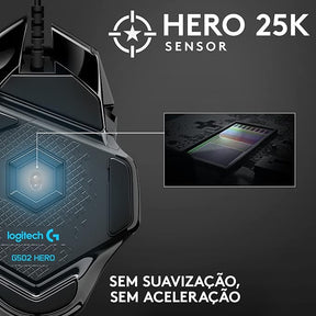 Mouse Gamer Logitech G502 HERO com RGB LIGHTSYNC, Ajustes de Peso, 11 Botões Programáveis e Sensor HERO 25K