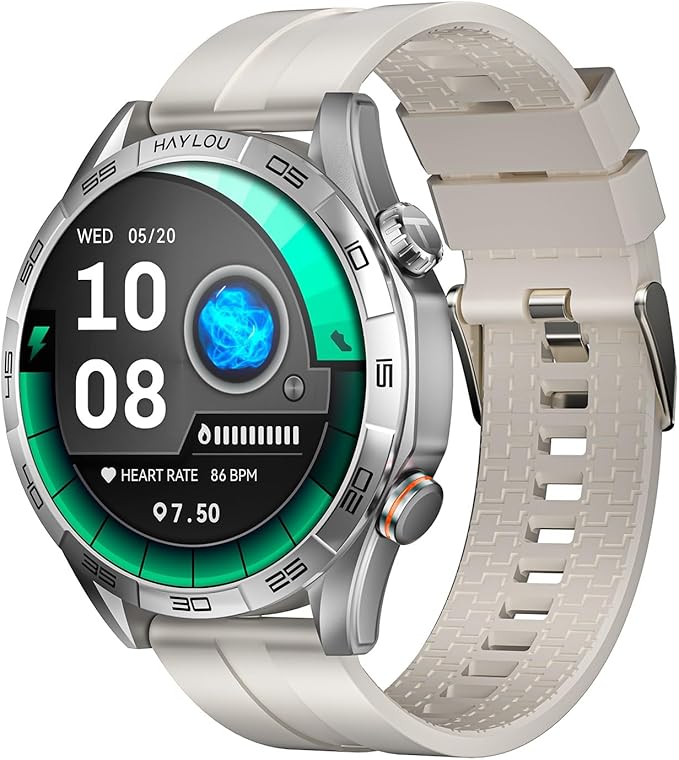 Smartwatch Haylou Solar 5, Tela Amoled 1,58 Ip68 À Prova D'água, Chamadas Bluetooth, Modelo 2025 - Prata