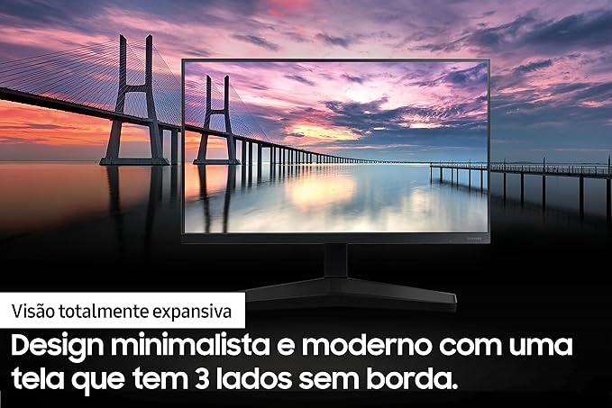 Monitor Gamer Samsung 22 Fhd, 75hz, Hdmi, Vga, Freesync, T3 Cor Dark blue gray