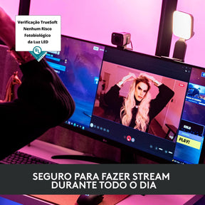Iluminação de LED Premium Logitech Litra Glow para Streaming e Criação de Conteúdo com Tecnologia TrueSoft, Braço Ajustável e Controle por App, para PC/Mac - Preto