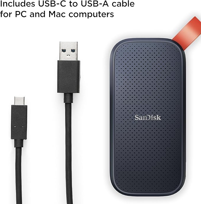 SanDisk SSD portátil de 1 TB - até 800 MB/s, USB-C, USB 3.2 geração 2, firmware atualizado - Unidade de estado sólido externa - SDSSDE30-1T00-G26