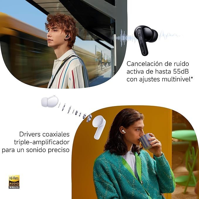 Xiaomi Redmi Buds 5 Pro, fones de ouvido Bluetooth, áudio imersivo integrado, qualidade de áudio de alta resolução, cancelamento de ruído ativo, controles de toque (Preto)