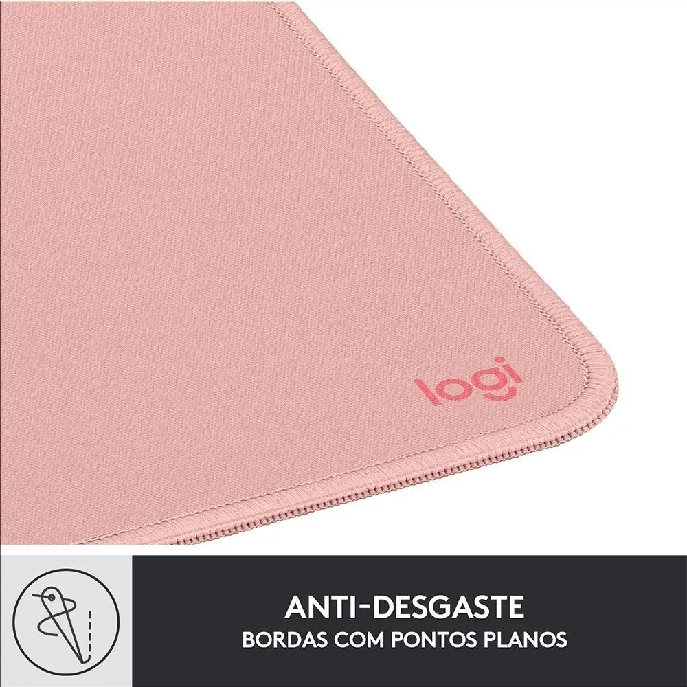 Mouse Pad Logitech Studio Series com Base de Borracha Antiderrapante, Fácil Deslizamento e Superfície Resistente a Derramamentos - Rosa