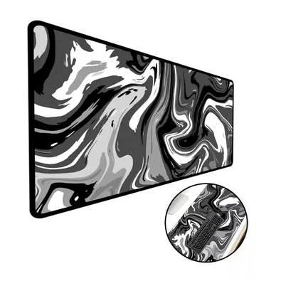 Mouse Pad Gamer Extra Grande Speed Anti Derrapante Profissional Desk Pad Large Wide 70x30- abstrac Preto e Branco