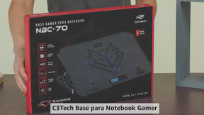 Base para Notebook Gamer NBC-70BK ate 15,6" Preto Com 5 opções de inclinação 6 ventiladores Painel digital para controle iluminação em LED